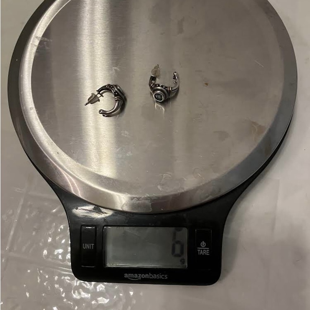 Sterling gold oval blue topaz earrings